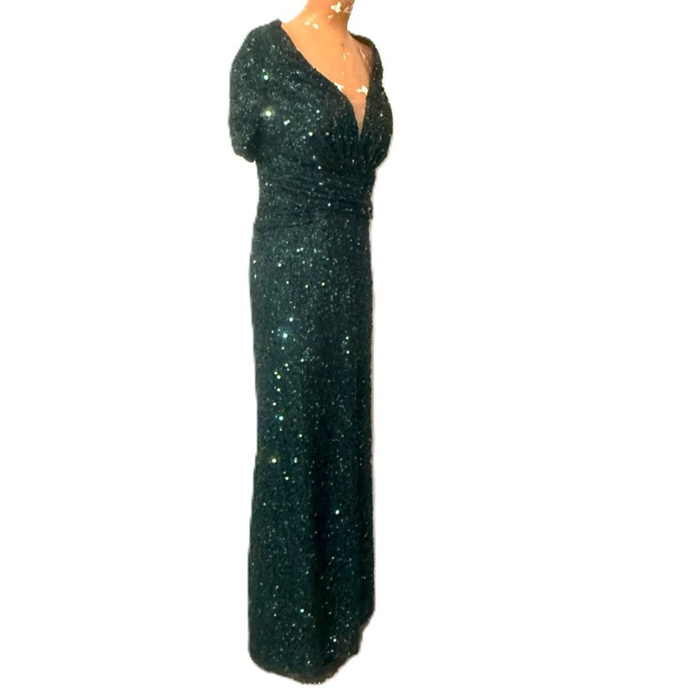 Unithorse Formal Sequin Green Gown Dress 2XL Fit & Flare Christmas Holiday MOB